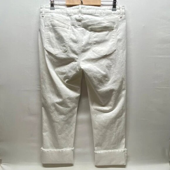 Jessica Simpson Jeans Women's 14/32 White Mid Rise Cropped Straight Leg Cuff EUC - Picture 2 of 9